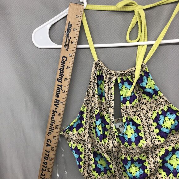 New Without Tags Rue 21 Yellow Tan Purple Halter Knee Length Dress Size M Women - Picture 9 of 13